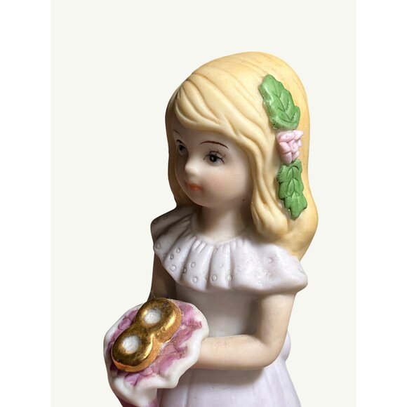 Enesco Growing Up Birthday Girls Figurine Blonde Girl Holding Number 8 - Picture 7 of 10